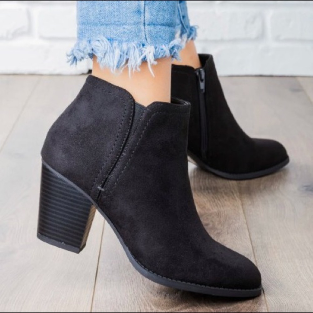 Black Faux Suade Bootie